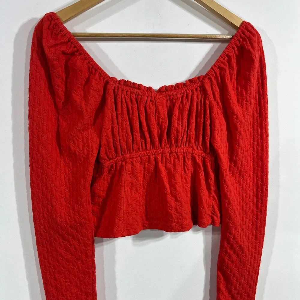 Free People Y2K Milkmaid Renfair Dirndl Boho Crop Top Size Medium Coquette
